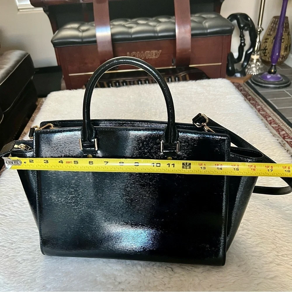 Michael Kors Avril Black Patent Leather Satchels/Shoulders Bag